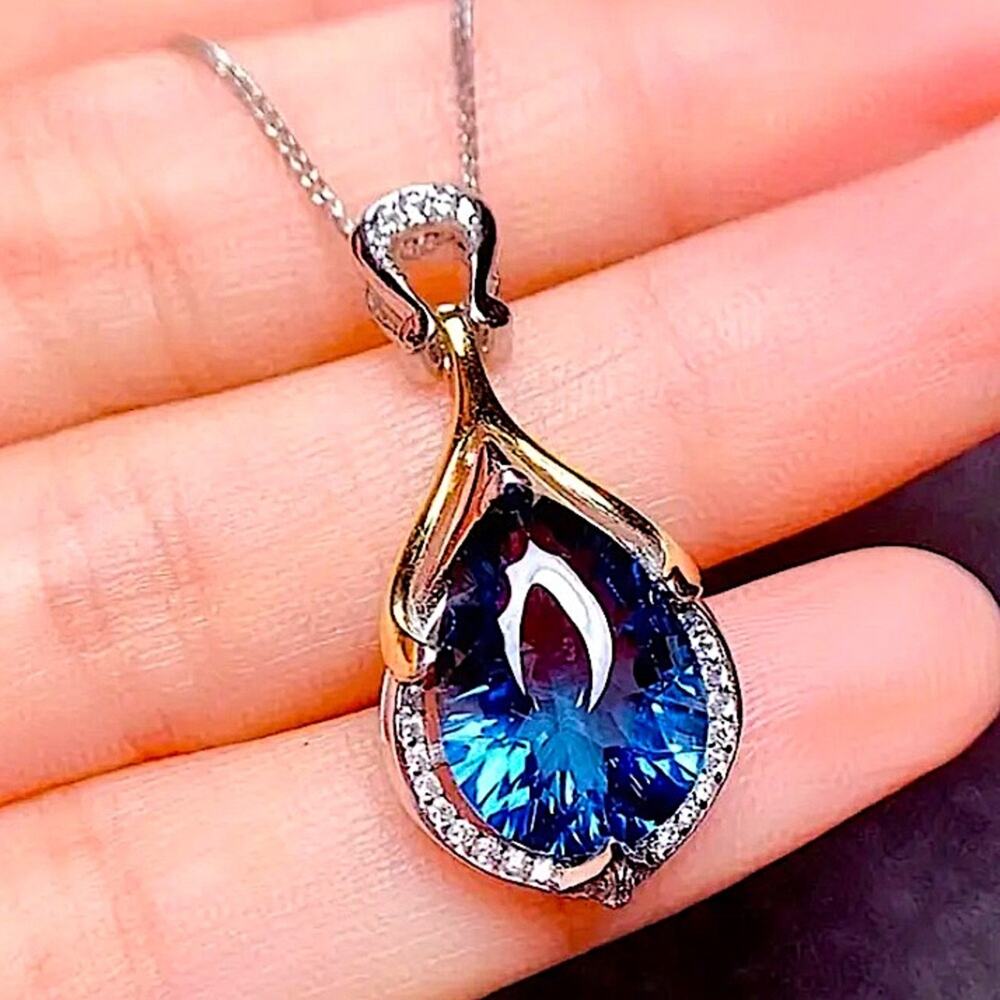 Stampd Blue Teardrop Pendant Necklace